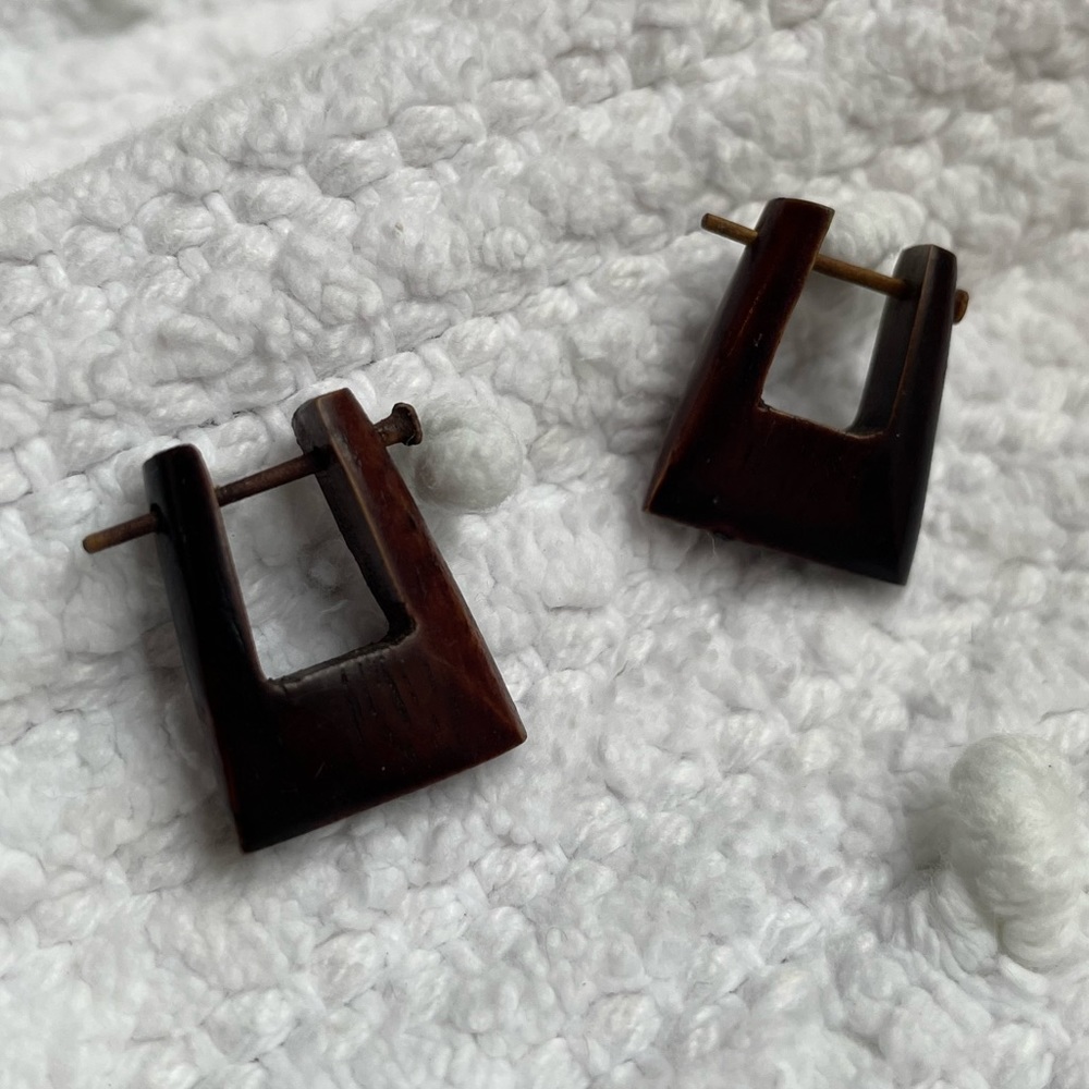 Hand-carved wood earrings